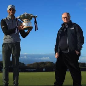 England's Aaron Rai, left, won the last staging of the Aberdeen Standard Investments Scottish Open under its current contract but Aberdeen Standard Life chairman Sir Douglas Flint, right, was hopeful a new deal could be struck for the Rolex Series event and that has indeed been the case. Picture: Andrew Redington/Getty Images