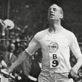 Eric Liddell at the Paris Olympics in 1924 during his world record breaking 400 metres race. He also took bronze in the 200 metres event.