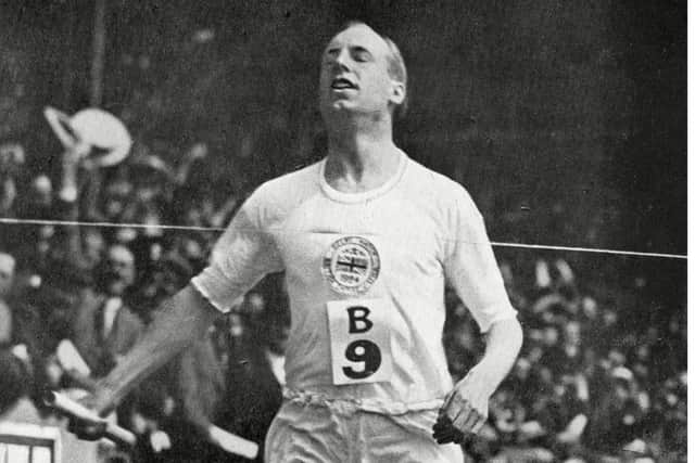 Eric Liddell at the Paris Olympics in 1924 during his world record breaking 400 metres race. He also took bronze in the 200 metres event.
