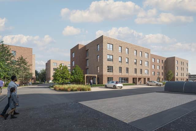 A CGI showing the proposed new homes development at Almondvale Parkway in Livingston.
