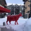La Vache Rouge restaurant in the village of Arc 1950 in the French Alps, where seafood platters topped by Brittany oysters and Madagascan prawns, Limousin and Wagyu meat are on the menu.