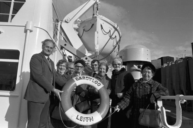 Leith pensioners take a trip on the 'Gardyloo', a former sludge disposal ship, in May 1982.