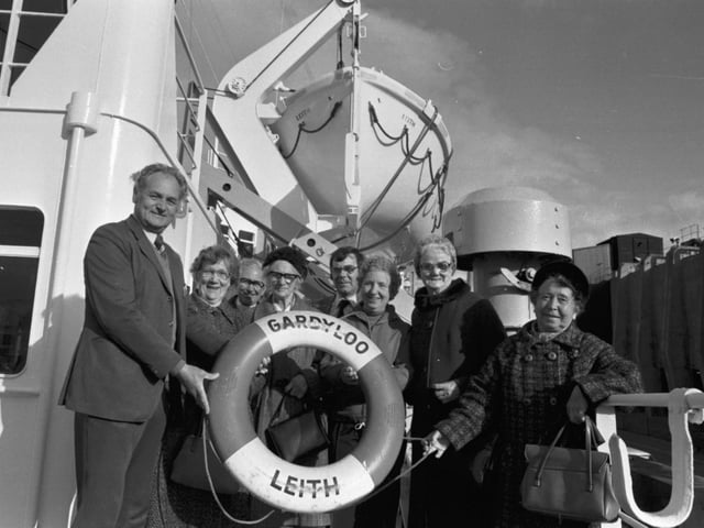 Leith pensioners take a trip on the 'Gardyloo', a former sludge disposal ship, in May 1982.