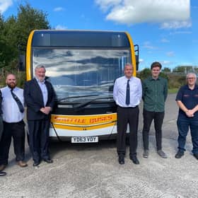 From left: Shuttle Buses trustees Danny Armstrong, Kevin Hamilton, Ralph Leishman of 4Consulting, chairman David Granger, MD Ross Granger, and Mark Stranaghan. Picture: contributed.