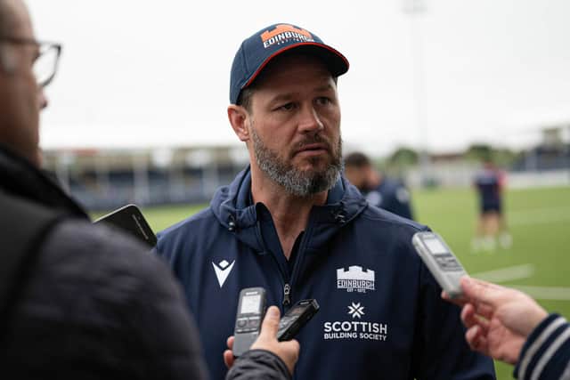 Coach Scott Mathie during an Edinburgh Rugby training session at the Hive Stadium, on September 05, 2024. (Photo by Ewan Bootman / SNS Group)