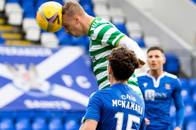 Celtic's Leigh Griffiths to break the deadlock in added time of his comeback game that secured his side a win over St Johnstone yesterday (Photo by Craig Williamson / SNS Group)