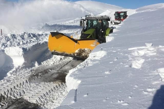 Snowploughs battling to re-open the A939 which accesses the Lecht snowsports centre. (Picture: Aberdeenshire Council)