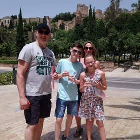 Nanette Forsyth from Broxburn, West Lothian, with her husband Malcolm and two teenage children, Callum, 14 and Amy, 12