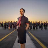 British Airways have unveiled their new uniform, the first in nearly 20 years. Female cabin crew will be able to wear jumpsuits in what the company described as "an airline first", while a tunic and hijab option has also been introduced. Picture: British Airways/PA Wire