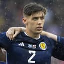 Scotland defender Aaron Hickey has emerged as a major doubt for Euro 2024. (Photo by Ross MacDonald / SNS Group)