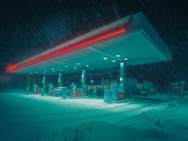 Gas Station in Winter Garb