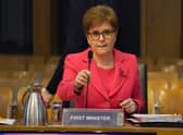 First Minister Nicola Sturgeon giving evidence to MSPs on Holyrood's Audit Committee at the Scottish Parliament, Edinburgh, as part of an inquiry into contracts for two lifeline ferries which are delayed and overbudget. Picture: PA