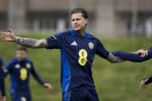 Lyndon Dykes in training at Lesser Hampden last week, before his injury (Photo by Craig Williamson / SNS Group)