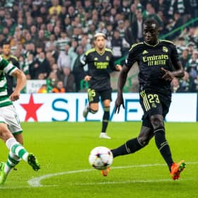 Celtic's Liel Abada misses one of several first half chances the hosts had to take the lead against Real Madrid at Celtic Park. (Photo by Alan Harvey / SNS Group)