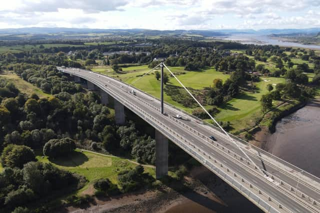 The bridge's supports are up to 50m high. Picture: Glasgow Motorway Archive