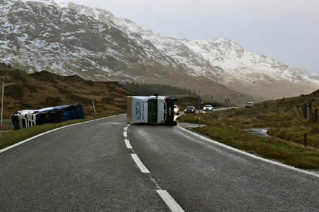 Many of Hunt-Smith's photographs tell a dramatic story, like this snap of two overturned lorries.