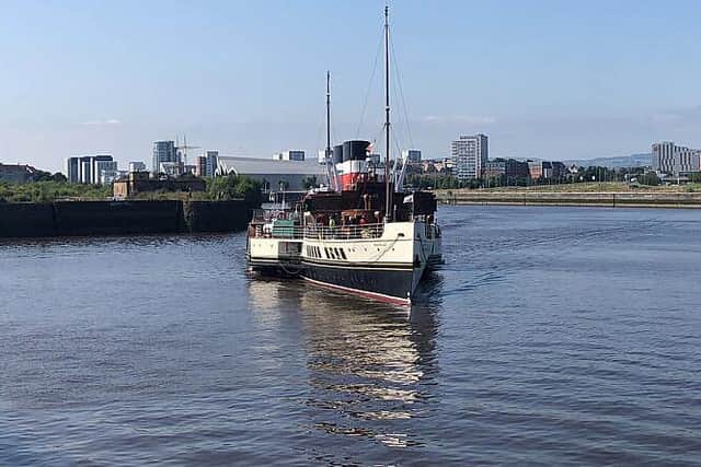 Waverley returning to her berth last week at the Glasgow Science Centre. Picture: Paddle Steamer Preservation Society.