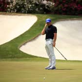 Rory McIlroy reacts after missing a putt on the 13th green during the first round of the Masters at Augusta National. Picture: Mike Ehrmann/Getty Images.