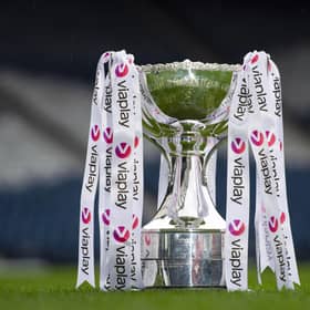 The Viaplay Cup is pictured at Hampden Park. (Photo by Ross MacDonald / SNS Group)