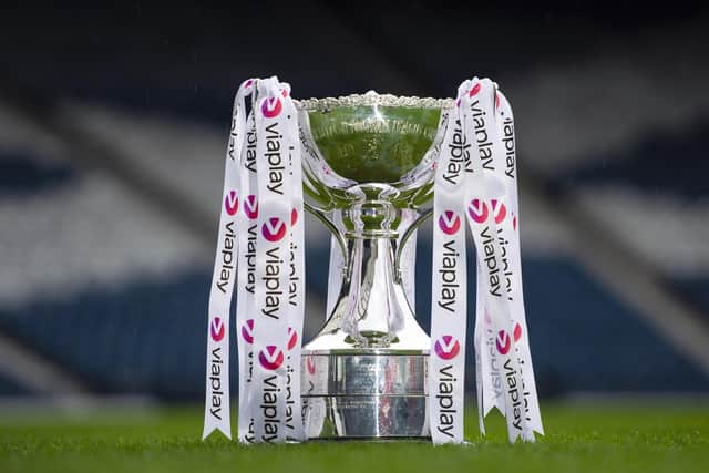 The Viaplay Cup is pictured at Hampden Park. (Photo by Ross MacDonald / SNS Group)