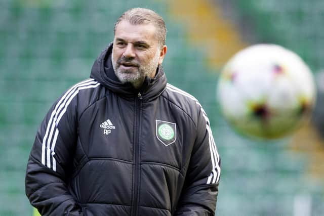 Celtic manager Ange Postecoglou oversees training ahead of the Champions League match against Real Madrid in Spain.