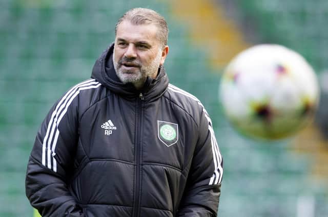 Celtic manager Ange Postecoglou oversees training ahead of the Champions League match against Real Madrid in Spain.