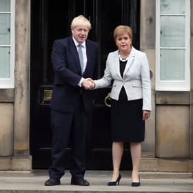 Nicola Sturgeon meets Boris Johnson at Bute House in Edinburgh (Picture: Jane Barlow/PA Wire)