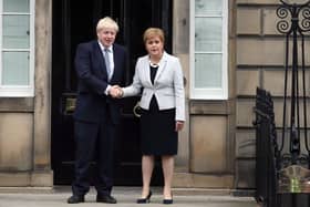 Nicola Sturgeon meets Boris Johnson at Bute House in Edinburgh (Picture: Jane Barlow/PA Wire)