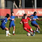 Ben Doak in action for Liverpool U21 during the Premier League 2 match against Chelsea U21 at The Kirkby Academy on December 17, 2023. (Photo by Liverpool FC/Liverpool FC via Getty Images)