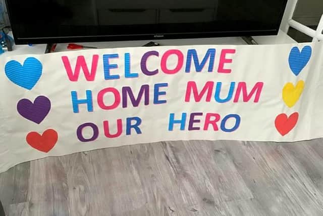 Banner made for Rena Barr who recovered from coronavirus.