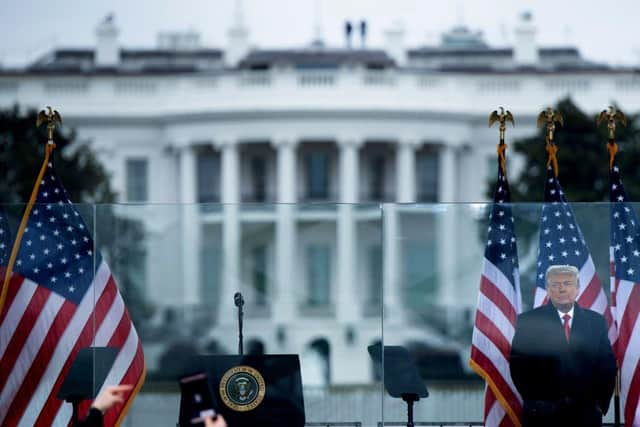 The highly public snub comes after supporters of the outgoing President violently stormed the US Capitol building in Washington D.C. on Wednesday afternoon during a joint session of Congress. (Photo by BRENDAN SMIALOWSKI/AFP via Getty Images)