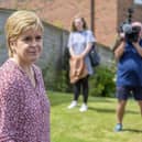 Former first minister Nicola Sturgeon speaks to press outside her home in Glasgow. Picture: Wattie Cheung/Getty Images