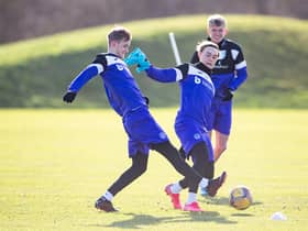 Elias Melkersen trains with the Hibs first team ahead of Wednesday's visit to Rangers.