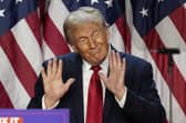 President Donald Trump dances after speaking at an election night watch party. PIC: AP Photo/Alex Brandon