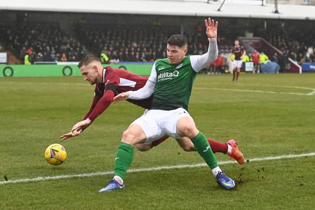 Hibs' Kevin Nisbet put in a strong striker's performance against Arbroath.