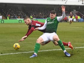 Hibs' Kevin Nisbet put in a strong striker's performance against Arbroath.