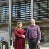 Jill Dykes and Professor Phil Trinder, co-directors of the Glasgow Computing Science Innovation Lab (GLACSIL), outside the University of Glasgow’s school of computing science.