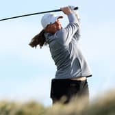 Gemma Dryburgh tees off on the 12th hole in the first round of the AIG Women's Open at St Andrews. Picture: Michael Reaves/Getty Images.