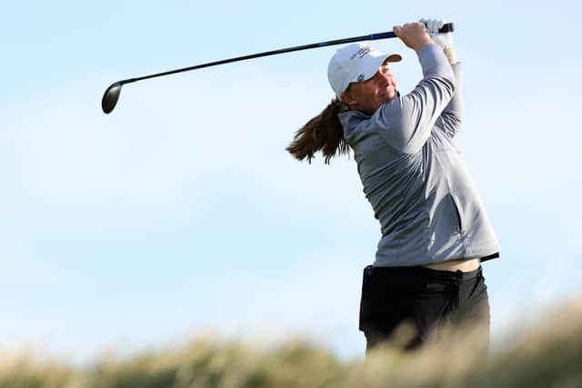 Gemma Dryburgh tees off on the 12th hole in the first round of the AIG Women's Open at St Andrews. Picture: Michael Reaves/Getty Images.