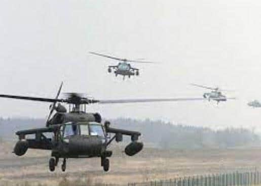 A stock photo of a helicopter.  A number of people are believed to have been killed after a US Army helicopter crash in Trigg County, Kentucky.