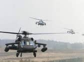 A stock photo of a helicopter.  A number of people are believed to have been killed after a US Army helicopter crash in Trigg County, Kentucky.