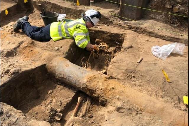 The professional team from GUARD Archaeology Ltd had already exhumed more than ten bodies