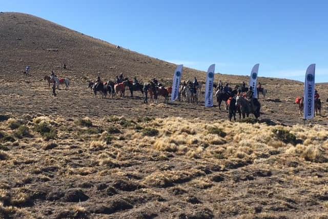 Horses and riders line up at one of the stages of the world's toughest horse race.