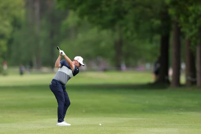 Ewen Ferguson plays a shot at Rinkven International Golf Club in Belgium.