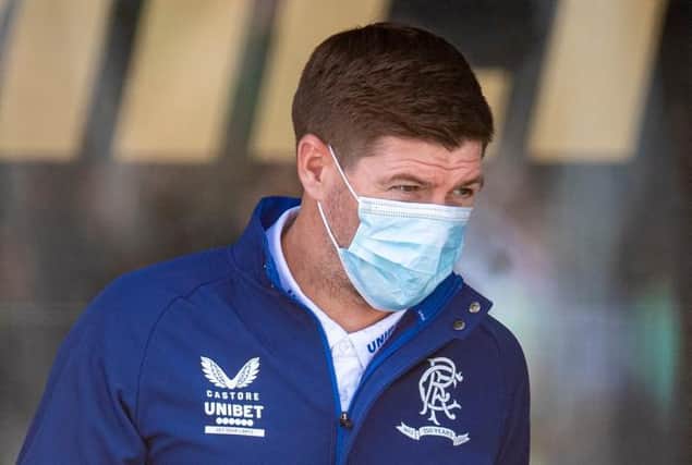 Rangers manager Steven Gerrard will be back in the technical area this weekend after his period of Covid self-isolation. (Photo by Ross MacDonald / SNS Group)