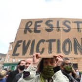 Protesters blocked an immigration van amid a 'stand off' over Home Office raid in Glasgow earlier this month.
