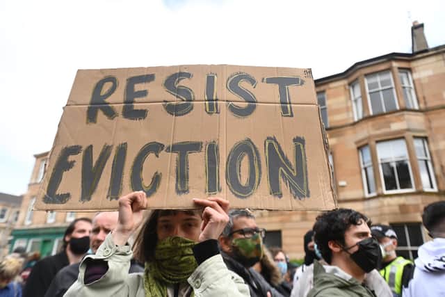 Protesters blocked an immigration van amid a 'stand off' over Home Office raid in Glasgow in 2021.