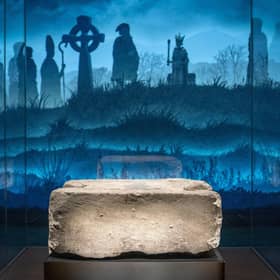 The Stone of Destiny on display at the new Perth Museum. The public has not been able to see it since July. Photo: Jane Barlow/PA Wire