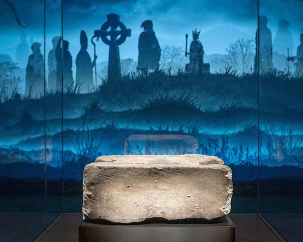The Stone of Destiny on display at the new Perth Museum, ahead of the opening to the public earlier this year. Photo: Jane Barlow/PA Wire