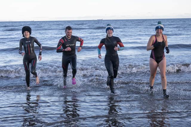Swimmers at Portobello - lockdown has helped turn a 'rising trend into a phenomenal spike,' according to coach Colin Campbell. Picture: Andrew O'Brien.